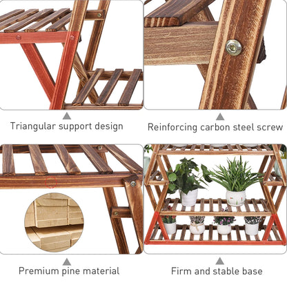 Large Wood Flower Rack, 8 Tier Plant Stand  37 x 10 x 42in
