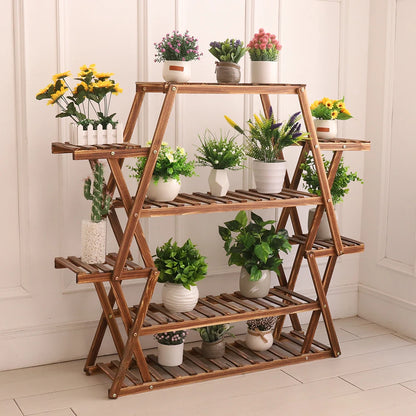 Large Wood Flower Rack, 8 Tier Plant Stand  37 x 10 x 42in