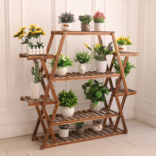 Large Wood Flower Rack, 8 Tier Plant Stand  37 x 10 x 42in