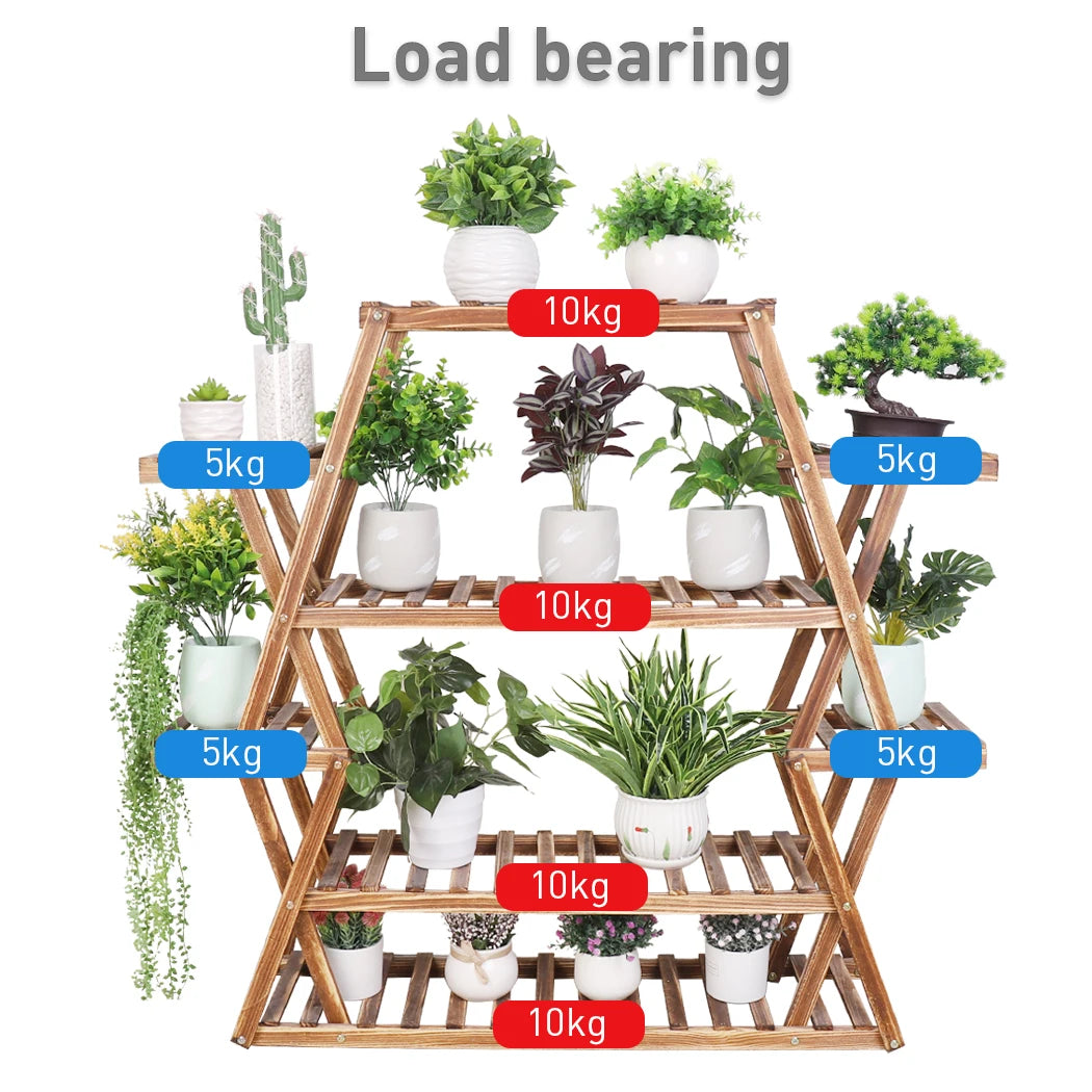 Large Wood Flower Rack, 8 Tier Plant Stand  37 x 10 x 42in