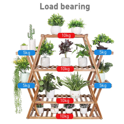 Large Wood Flower Rack, 8 Tier Plant Stand  37 x 10 x 42in